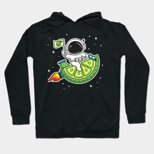 Spaceman/Astronaut Riding Lime Spaceship Hoodie